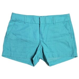 Banana Republic Geometric Shorts Women's Size 0 Teal Textured Cotton Linen Blend